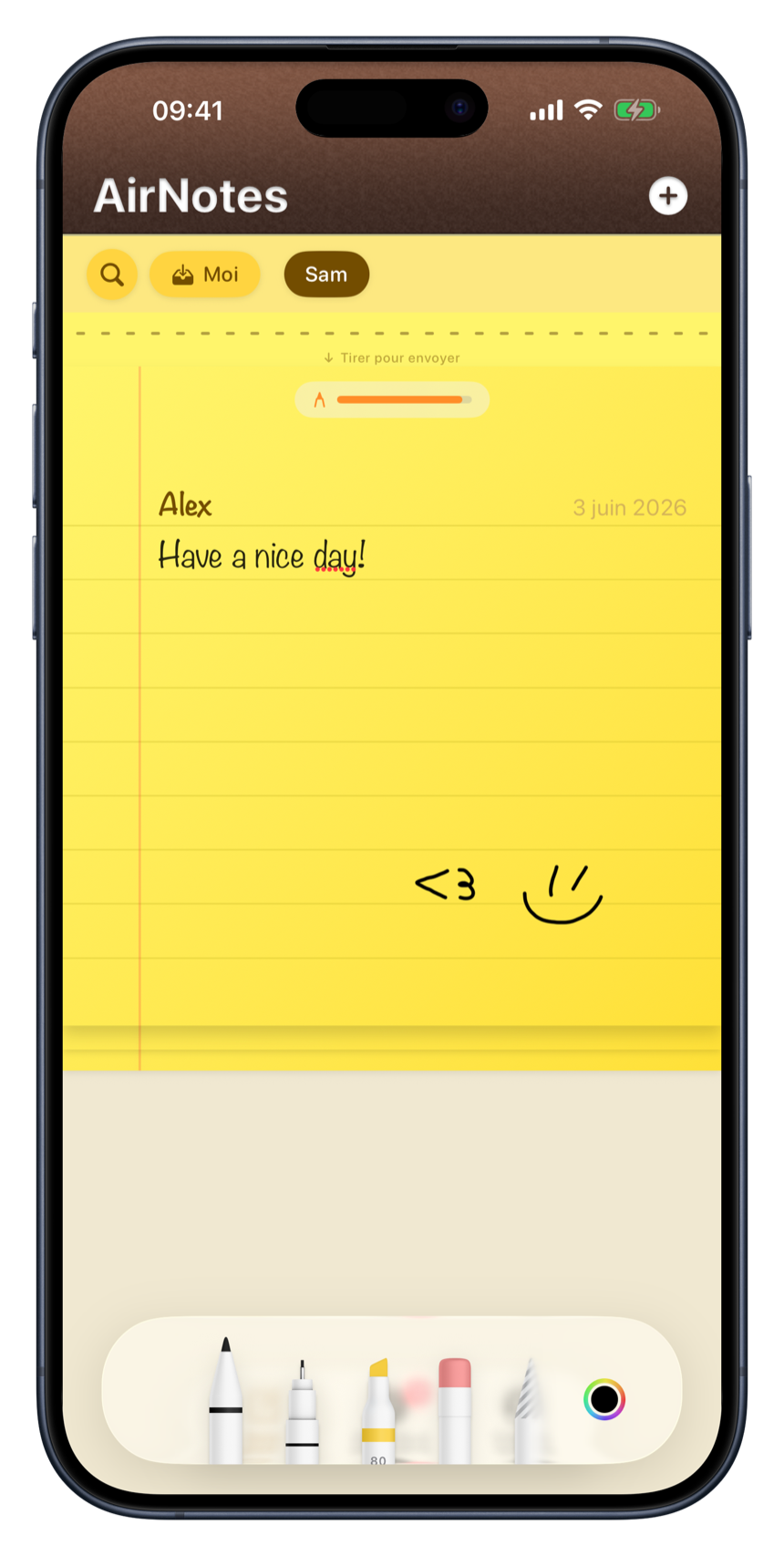 Writing a note by hand